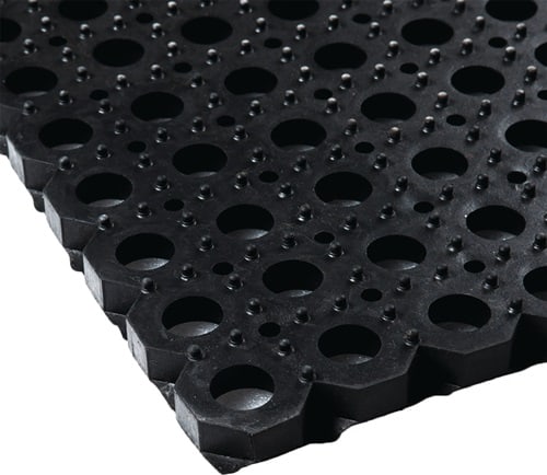 Gum.Wabenmatte B.1m L.1,5m D.22mm schwarz NR/SBR o.Gewebeeinlage
