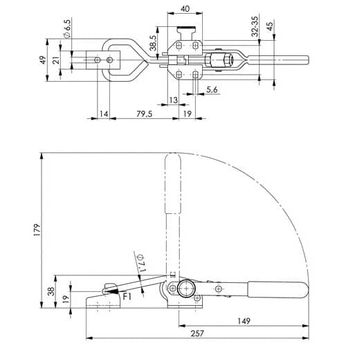 AMF Verschlussspanner Nr.6847SU Gr.3 horiz.Sicherheitsverriegelung AMF