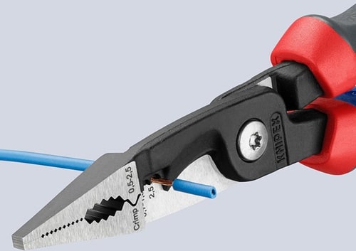 KNIPEX Elektroinstallationszange L.200mm pol.Mehrkomp.-Hülle o.Öffnungsf.KNIPEX