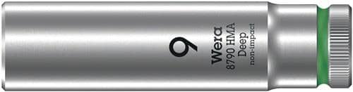 WERA Steckschlüsseleinsatz 8790 HMA Deep Außen-6-kant SW9mm 4-kant 1/4Zoll CrV L.50mm
