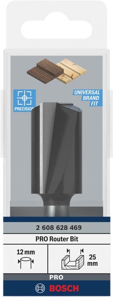 BOSCH Nutfräser Standard for Wood, 12 mm, D1 25 mm, L 40 mm, G 81 mm
