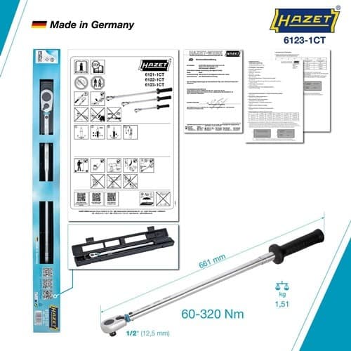 HAZET Drehmomentschlüssel 6123-1CT 1/2 Zoll 60-320 Nm HAZET