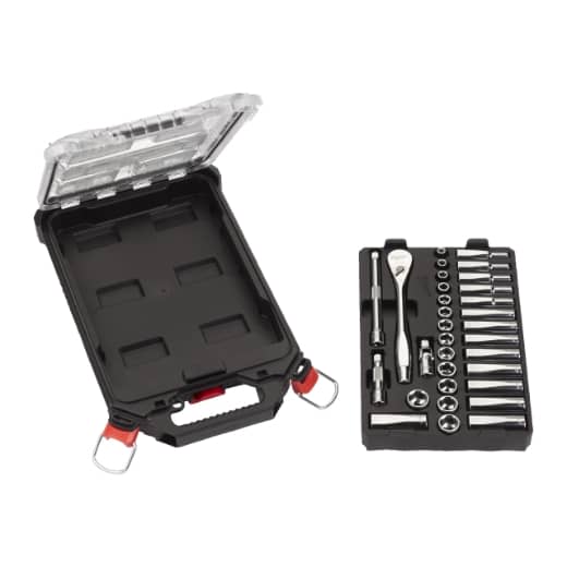 MILWAUKEE 32-teilig im PACKOUT Compact-Organiser Slim Ratschen- und Steckschlüsseleinsatz Set 3/8" metrisch