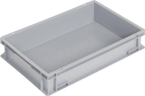 TECWERK Transportbehälter L600xB400xH120mm grau PP Muschelgr.Seitenwände geschl.TECWERK
