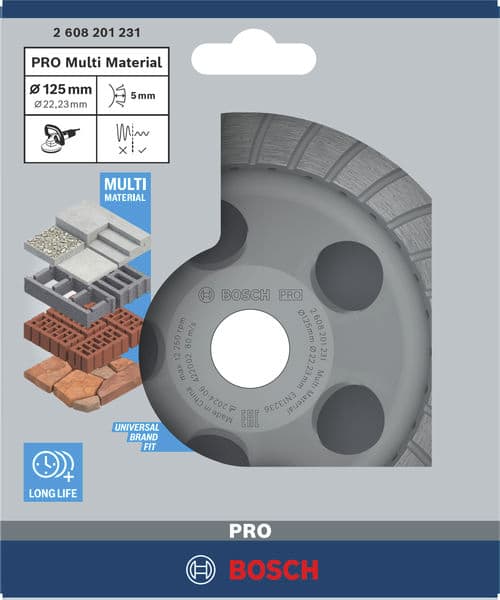 BOSCH Diamanttopfscheibe Best for Universal Turbo, 125 x 22,23 x 5 mm, gelb