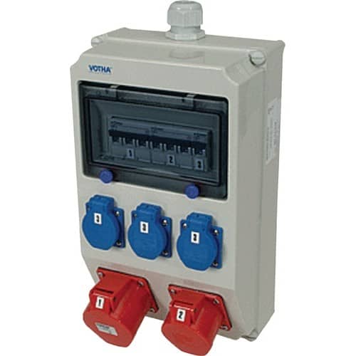 JÄGER DIREKT Kunststoffwandverteiler Verschraubung M32 1xCEE 32 A,1xCEE 16 A,3x230V