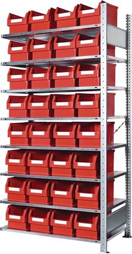 KAPPES Steckregal H2000xB1000xT400mm Anbauregal 8 Stahl-Bd.32xGr.3 rot KAPPES