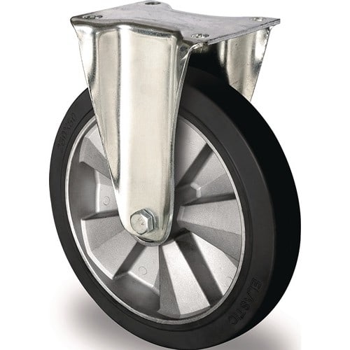 TECWERK Schwerlastbockrolle D.250mm Trgf.500kg Elastikgummi Bau-H.295mm TECWERK