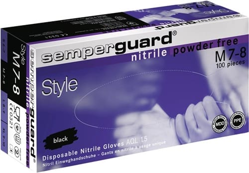 SEMPERMED Einw.-Handsch.Semperguard® Sapphire XP black Gr.S schwarz Nitril 100 St./Box