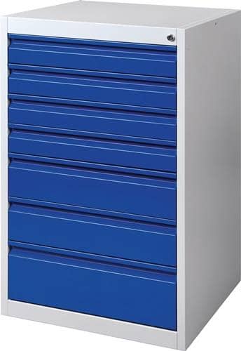 Nordwest Schubladenschrank BK 600 H1000xB600xT600mm grau/blau 7 Schubl.Einfachauszug