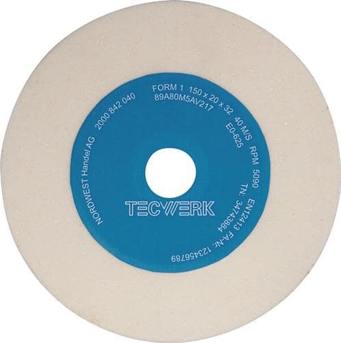 TECWERK Schleifbockscheibe Ø150xB20x32mm 80 Form A AlOxid TECWERK