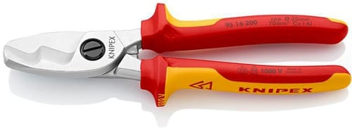 KNIPEX Kabelschere L.200mm Kopf verchr.VDE Mehrkomp.-Hüllen KNIPEX