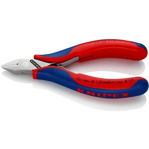 KNIPEX Elektronikseitenschneider L.115mm Form 4 Facette nein 2K-Hülle spiegelpol.KNIPEX