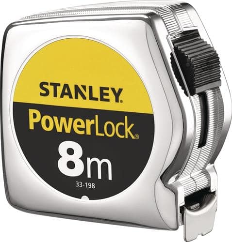 STANLEY Taschenrollbandmaß PowerLock® L.8m B.25mm mm/cm EG II Ku.Clip lose