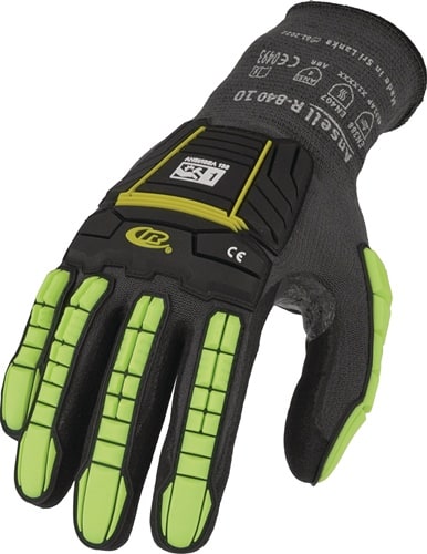 ANSELL Handschuhe Ringers R840 Gr.10 schwarz/grün EN 388,EN ISO 21420:2020,EN 407