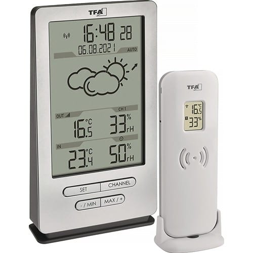 TFA Funkwetterstation XENA H145xB82xT47mm silber Ku.f.innen/außen