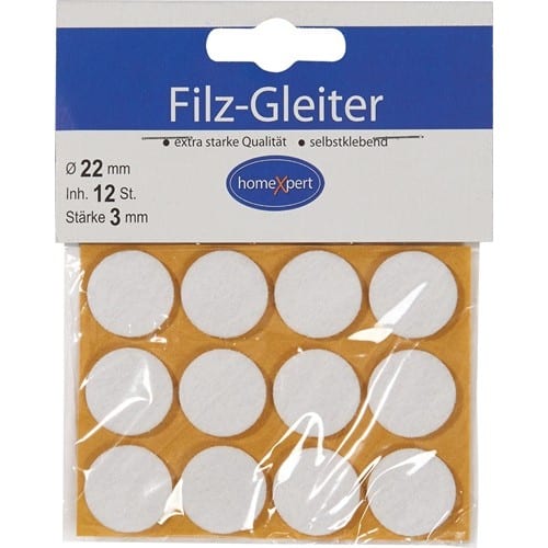 Filzgleiter 22mm Filz weiß selbstkl.16 St./SB-Karte