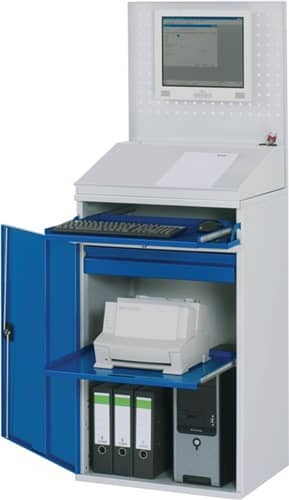 RAU Computerschrank H1770xB650xT520mm stationär blau lichtgrau Lochplatte,Pultaufs.