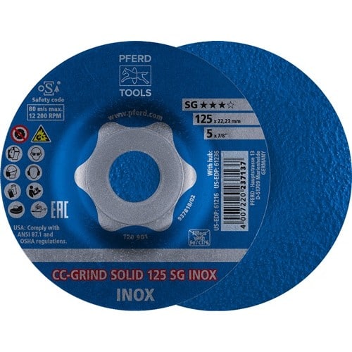 PFERD TOOLS Schleifscheibe CC-GRIND-SOLID SG INOX D125xSmm gekr.INOX PFERD