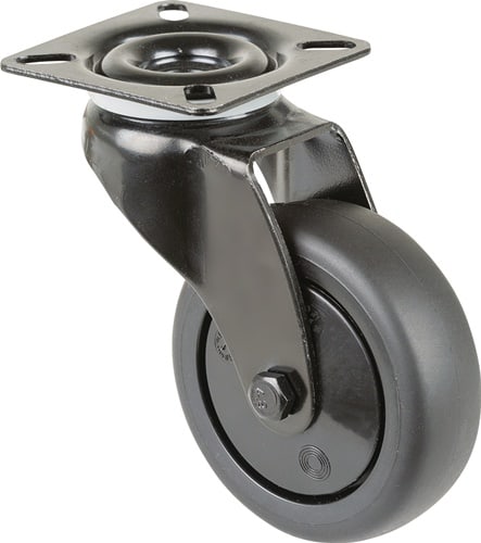 BS ROLLEN Lenkrolle D.75mm Trgf.75kg m.Platte Kugell.Gum.schwarz BS ROLLEN