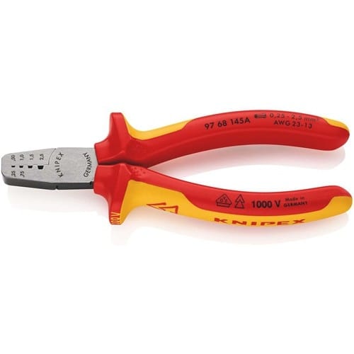 KNIPEX Aderendhülsenzange Gesamt-L.145mm 0,25-2,5(AWG 23-13)mm² pol.Mehrkomp-Hüllen VDE