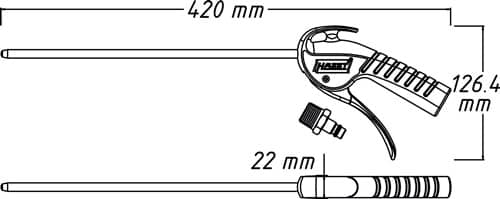HAZET Druckluftausblaspistole 9040P-2 Kupplungsstecker DN 7,2 HAZET