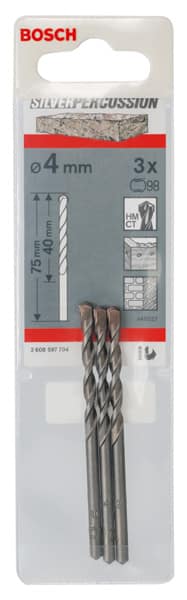 BOSCH Betonbohrer CYL-3, 4 x 40 x 75 mm, d 3,3 mm, 3er-Pack