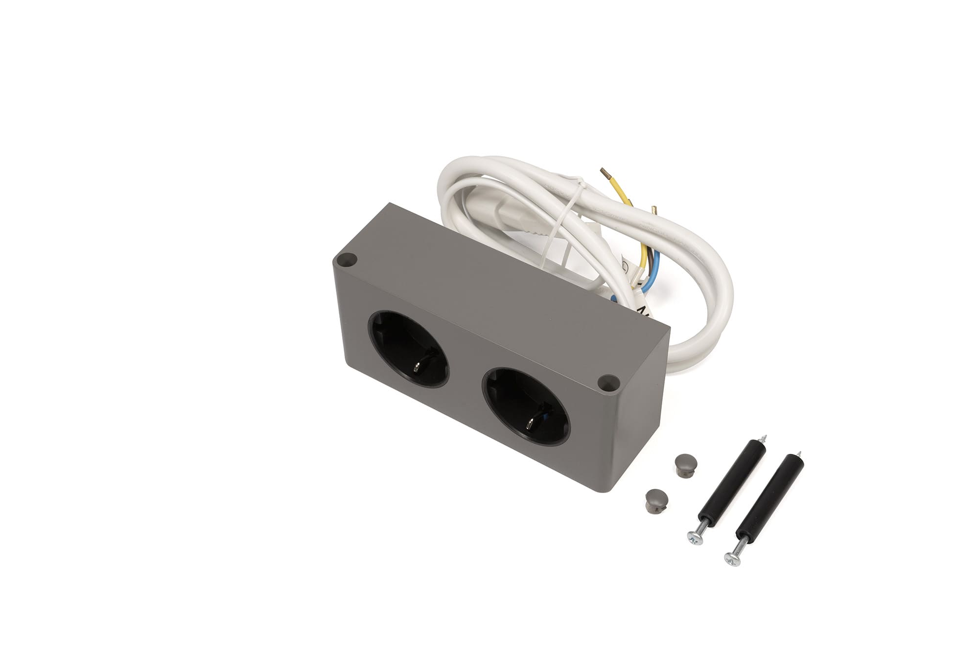 L&S Doppel-Steckdosen DE 230 V 140,5x63,8 grau