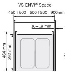 Abfalltrennsystem, ENVI-Space, 500er,1x16/2x10 l, hellgrau Vauth Sagel
