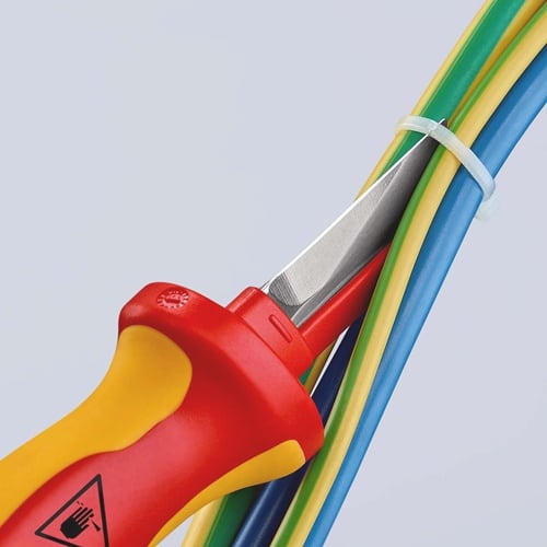 KNIPEX Kabelmesser L.190mm Klingen-L.50mm Klingenrücken m.Ku.-Überzug VDE68g Mehrkompgr