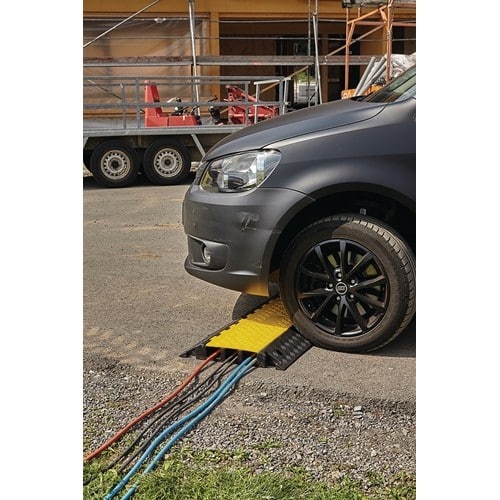 Schlauch- u.Kabelbrücke L900xB500xH70mm Gum.schwarz/gelb 3 Kanäle