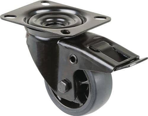 BS ROLLEN Lenkrolle m.Festst.D.80mm Trgf.100kg m.Festst.Gum.104x80mm schwarz BS ROLLEN