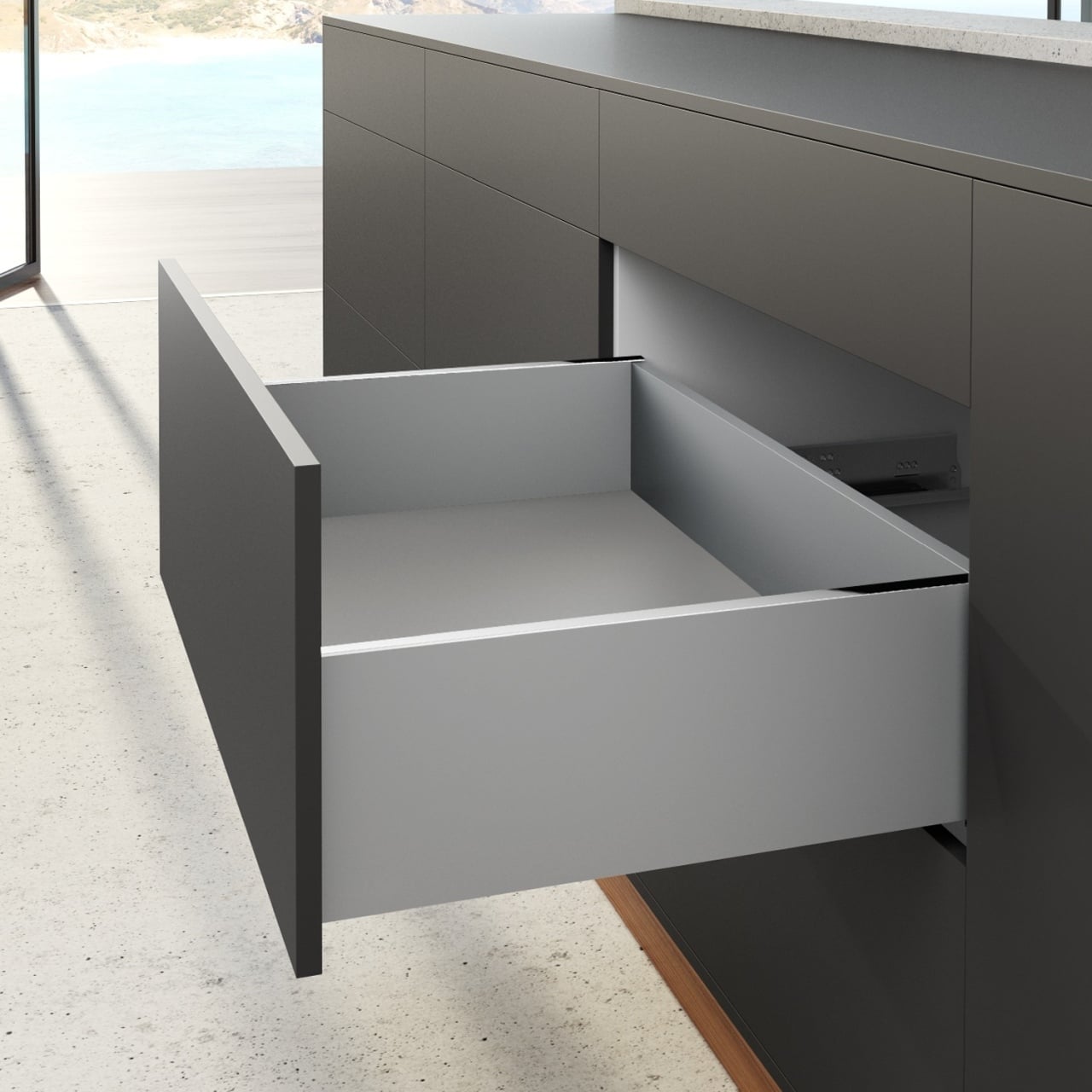 HETTICH AvanTech YOU Set Zarge, Höhe 187 mm x NL 350 mm, silber, links und rechts, 9353355