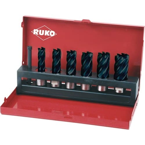 RUKO Kernbohrersatz 7tlg.D.12-14-16-18-20-22mm HSS TiAlN Schnitt-T.30mm Weldon RUKO