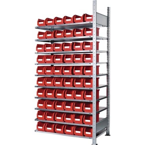 KAPPES Steckregal H2000xB1000xT300mm Anbauregal 10 Stahl-Bd.60xGr.6 rot KAPPES