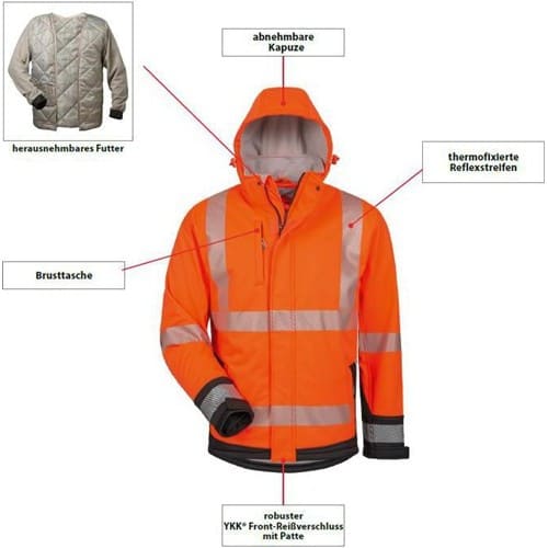 ELYSEE Warnschutz-Softshelljacke Lukas Gr.M orange/schwarz ELYSEE