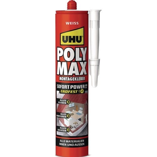 UHU Kleb- u.Dichtstoff POLY MAX 10 SEK SOFORT POWER weiß 440g Kartusche UHU