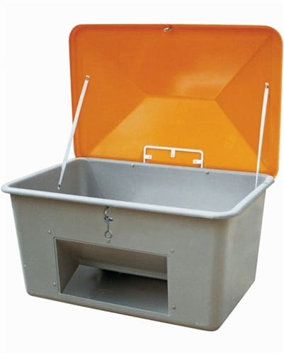 CEMO Streugutbehälter L1630xB1210xH1010mm 1100l GFK grau/orange o.Entnahmeöffnung