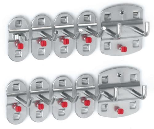 RASTERPLAN Werkzg.h.10-tlg.ku.-besch.7 Haken/2 Doppelhaken/1 Werkzeugklemme RASTERPLAN