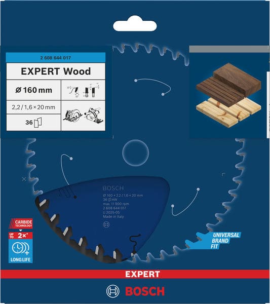 BOSCH Kreissägeblatt Expert for Wood, 160 x 20 x 2,2 mm, 36