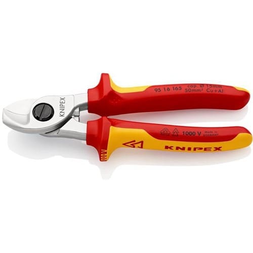 KNIPEX Kabelschere L.165mm Kopf verchr.VDE Mehrkomp.-Hüllen Form 1 KNIPEX