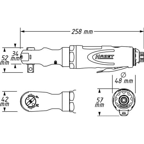 HAZET Druckluftratschenschrauber 9022P-2 12,5mm (1/2Zoll) A4-kt.108 Nm HAZET