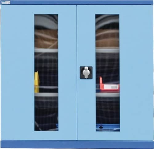THUR Flügeltür H1000xB1005mm taubenblau NCS pulverbesch.Sichtfenster