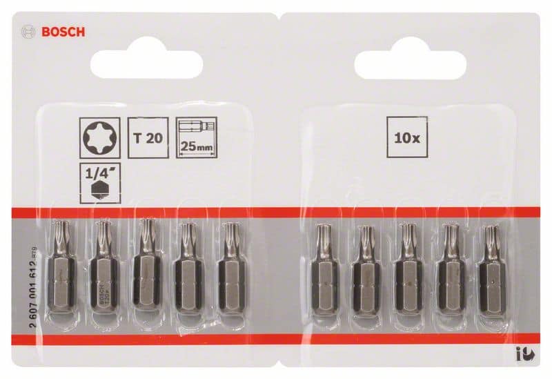 BOSCH Schrauberbit Extra-Hart T20, 25 mm, 10er-Pack