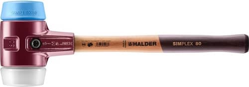 HALDER Schonhammer SIMPLEX L.490mm Kopf-D.80mm weich/mit.hart HO TPE-s.blau/Superp.weiß
