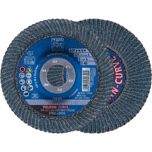 PFERD TOOLS Fächerscheibe POLIFAN Z SGP CURVE STEELOX D.125mm K.40 INOX ZK Ausf.L PFERD