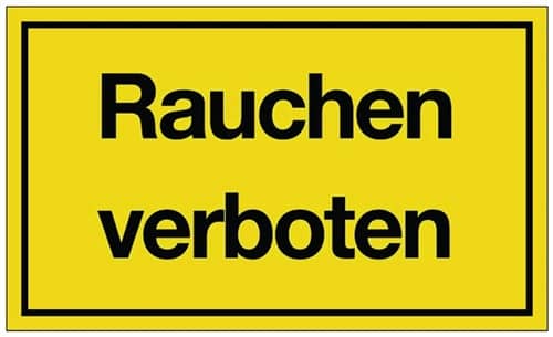 Hinweiszeichen Rauchen verboten L250xB150mm gelb schwarz Ku.