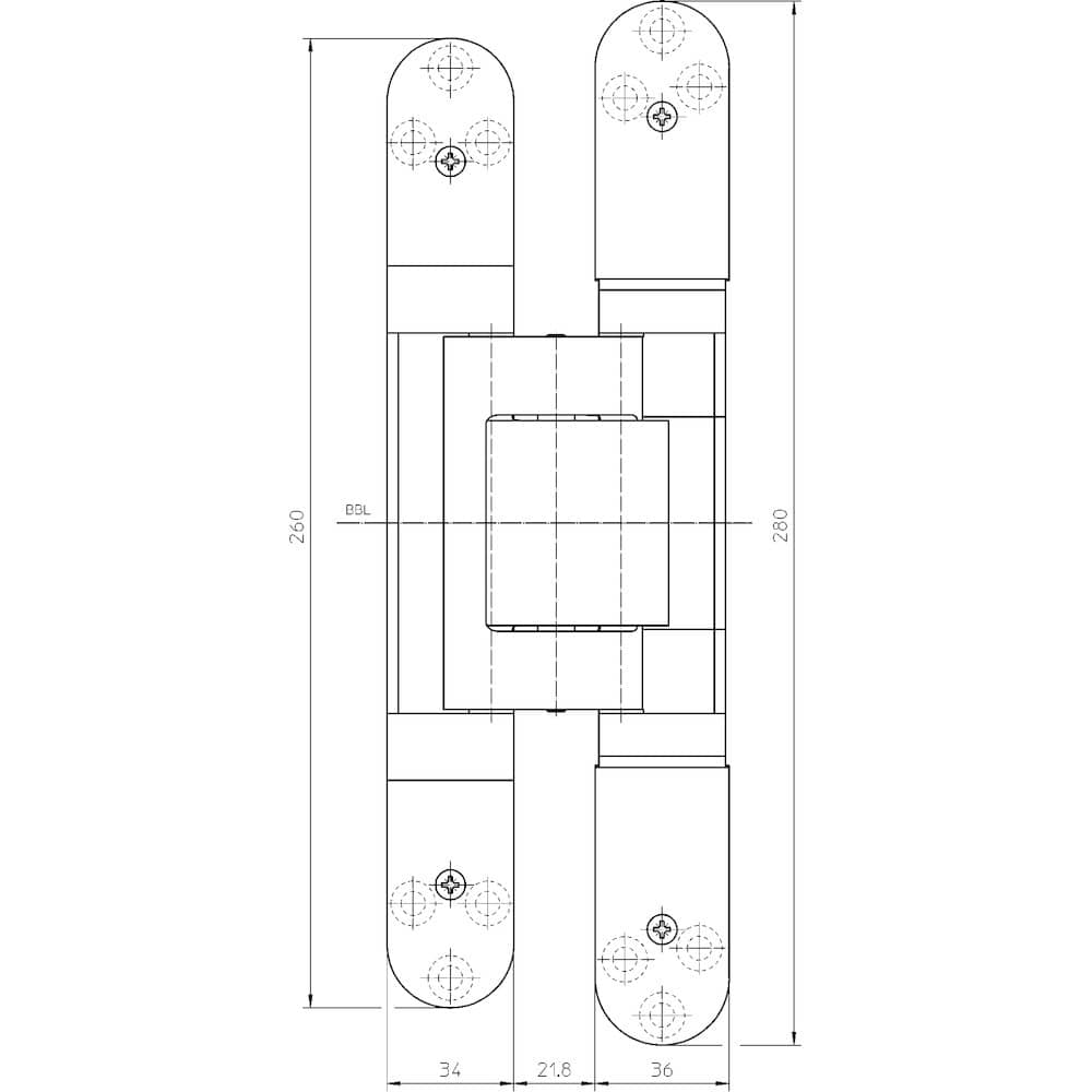 SIMONSWERK Verdecktliegendes Türband TECTUS® TE 645 3D, neusilberfarbig