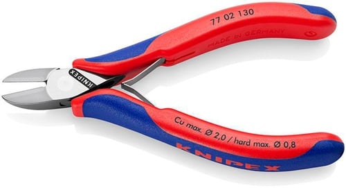 KNIPEX Elektronikseitenschneider L.130mm Form 0 Facette ja 2K-Hülle spiegelpol.KNIPEX