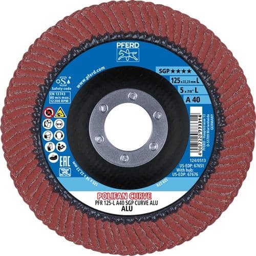 PFERD TOOLS Fächerscheibe POLIFAN® A SGP CURVE ALU D.125mm K.40 Korund A-COOL Ausf.L PFERD